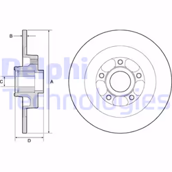 Disco freno DELPHI BG9138RS posteriore, pieno, 1 Pezzo
