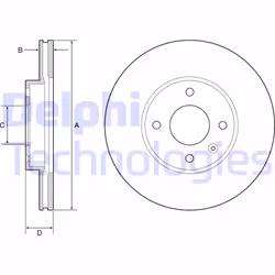 Dischi freno DELPHI BG4951C anteriore, ventilato, altamente carbonizzato, 2 Pezzo