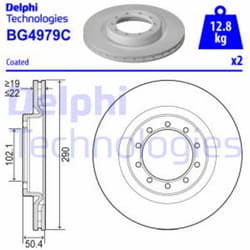 Dischi freno DELPHI BG4979C, 2 Pezzo