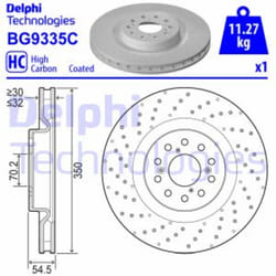 Disco freno DELPHI BG9335C anteriore, ventilato, perforato, altamente carbonizzato, 1 Pezzo