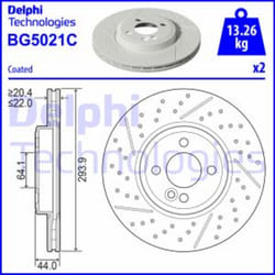 Dischi freno DELPHI BG5021C anteriore, ventilato, perforato, fessura, 2 Pezzo