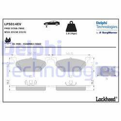 Set di pastiglie freno DELPHI LP5014EV