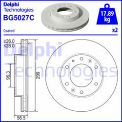 Dischi freno DELPHI BG5027C anteriore, ventilato, 2 Pezzo