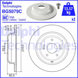 Disco freno DELPHI BG5079C posteriore, pieno, altamente carbonizzato, 2 Pezzo