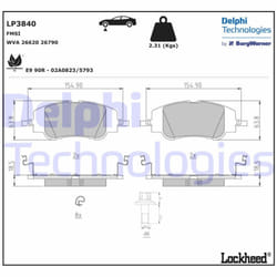 Set di pastiglie freno DELPHI LP3840