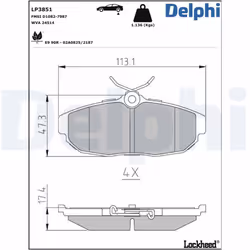Set di pastiglie freno DELPHI LP3851, posteriore - Vista aggiuntiva 2