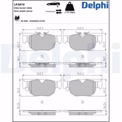 Altezza [mm]: 63, 61. Asse di sviluppo: Posteriore. Indice: LP3870. Larghezza [mm]: 140. Materiale: Low-Metallic. Numero WVA: ...