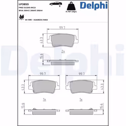 Set di pastiglie freno DELPHI LP3855, posteriore