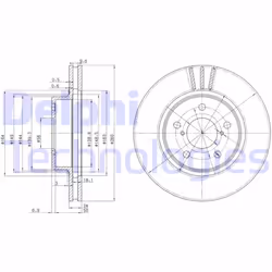 Dischi freno DELPHI BG2767 anteriore, ventilato, 2 Pezzo
