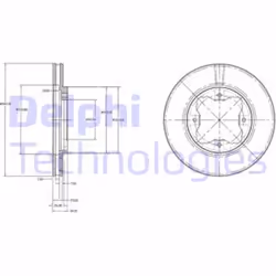 Dischi freno DELPHI BG2798 anteriore, ventilato, 2 Pezzo