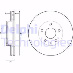 Dischi freno DELPHI BG4712C anteriore, ventilato, 2 Pezzo