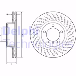 Altezza [mm]: 69.0. Asse di sviluppo: Davanti. Diametro del foro centrale [mm]: 98.0. Diametro esterno [mm]: 330.0. Indice: B ...