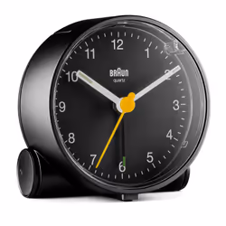 Braun BC01B, Sveglia al quarzo, Rotondo, Nero, Analogico, Batteria, Stilo AA
