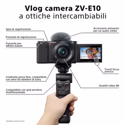 Sony α Alpha ZV-E10L - Mirrorless Vlog ad ottiche intercambiabili, sensore APS-C e obiettivo Power Zoom 16-50mm f / 3.5-5.6 (schermo ad angolazione variabile per vlog, video 4K, Real-time Eye Autofocus) - Vista aggiuntiva 4
