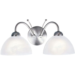 Applique Contemporanea Milanese Acciaio Argento Vetro 2 Luci E14