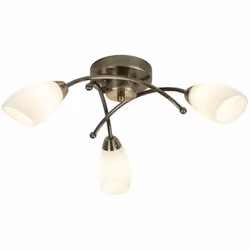 Collezione Lyric Music ELEGANZA OVUNQUE Questo lampadario a 3 luci Opera in ottone anticato con paralumi in vetro opale sembr ...