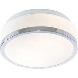 Plafoniera Contemporanea Formaggio Acciaio Cromo Vetro Bianco 1 Luce E27 23Cm