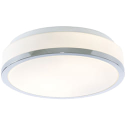 Plafoniera Contemporanea Formaggio Acciaio Cromo Vetro Bianco 1 Luce E27 28Cm