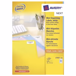 Avery L7656-100, Bianco, 100 fogli, 46 mm, 11,1 mm, 8400 pz
