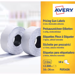 Avery PLR1626, Bianco, Etichetta con prezzo, Rimovibile, 26 x 16 mm, Carta, 12000 pz