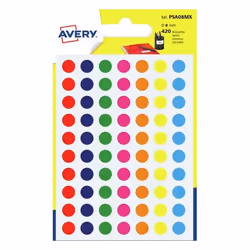 Avery PSA08MX, Colori assortiti, Rotondo, Permanente, Carta, FSC, 8 mm