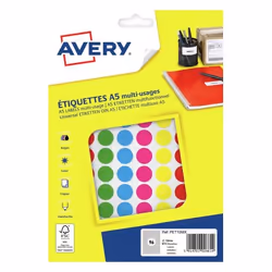 Avery PET15MX, Multicolore, Rotondo, Permanente, A5, Carta, Laser/Inkjet