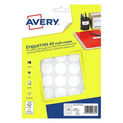 Avery PET24W etichetta autoadesiva Rotondo Permanente Bianco 640 pz
