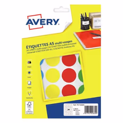 Avery PET30MX, Colori assortiti, Rotondo, Stampa laser/inkjet, FSC, 3 cm, 14,8 cm