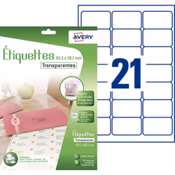 Avery J8560CL etichetta per stampante Trasparente Etichetta per stampante autoadesiva