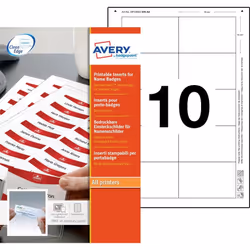 Avery 8554, Bianco, Etichetta per stampante non adesiva, A4, Laser/Inkjet, Rettangolo, 200 g/m²