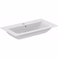 Lavabo ad incasso con troppopieno dimensioni: 840 x 460 x 165 mm materiale: cermaica sanitaria 1 foro per il miscelatore da l ...