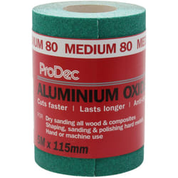 Prodec - Rotolo di carta abrasiva in ossido di alluminio di grado medio, grana 80, per levigare legno, vernice, gesso, riempitivo, metallo e altro,