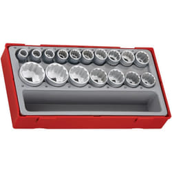 Tengtools - Set di chiavi a bussola a 12 punte da 17 pezzi con gambo quadrato da 1/2', Teng Tools TT1217