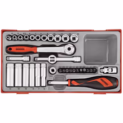 Set di chiavi a bussola da 1/4" TENGTOOLS TT1435Teng Tools TT1435 - Contiene 11 bussole esagonali corte e 6 lunghe, 11 punte  ...