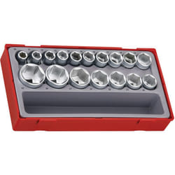 Teng Tools - Set di bussole a 6 punte con gambo quadrato da 17 pezzi da 1/2' TT1217-6