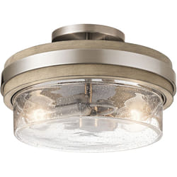 Kichler - Lampadario Contemporaneo Grand Bank Acciaio Grigio Antico Vetro 2 Luci E27