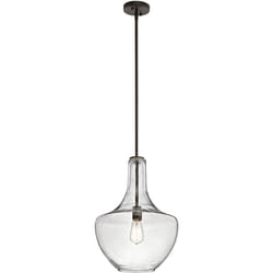 Sospensione Contemporanea Everly In Acciaio Bronzo Antico Vetro 1 Luce E27