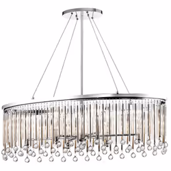 Collezione Piper MODERNA FEMMINILITÀ Lampadario ovale a 6 luci - Cromo Lucido. Piper mescola modernità e femminilità con i su ...