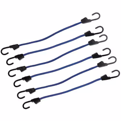 Forti, corde elastiche incapsulate in una treccia in polipropilene. Solidi ganci in acciaio rivestiti in plastica. Spessa cor ...