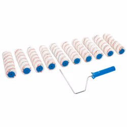 Telaio in acciaio zincato e impugnatura ergonomica in plastica. 10 rulli in pile a pelo medio, utilizzabili con vernici a bas ...
