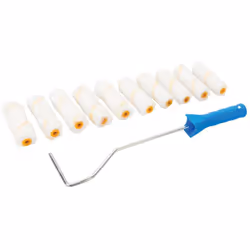 Mini manico per rulli in acciaio galvanizzato con manico in plastica ergonomico. 10 rulli in pile a medio pelo, utilizzabili  ...