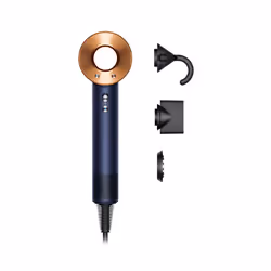 Dyson Supersonic, 13,3 l/s, 100 °C, Blu, Rame, 2,62 m, Pulsanti, Tiro a effetto, Malesia