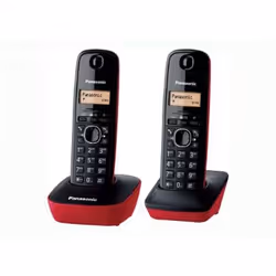 Panasonic KX-TG1612, Telefono DECT, Telefono con vivavoce, 50 voci, Identificatore di chiamata, Nero, Rosso
