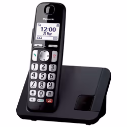 Panasonic KX-TGE250, Telefono DECT, Cornetta wireless, Telefono con vivavoce, 1000 voci, Identificatore di chiamata, Nero