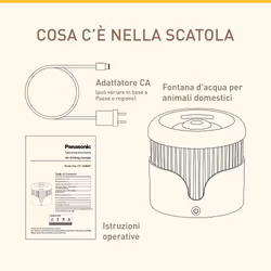 Panasonic CP-JNW01CW Fontanella per Animali Domestici, Capacità 1.9L, Filtro a 4 Livelli, Super Silenziosa, Due Modalità, Bianco - Vista aggiuntiva 6