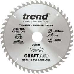 Trend - Lama per sega tct combinata CraftPro, diametro 210 mm x 48 denti x foro 30 mm, punta in carburo di tungsteno, CSB/21048
