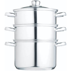 Kitchen Craft - KitchenCraft - Vaporiera / Casseruola a 3 livelli in scatola de Regalo, Fornello a induzione, Acciaio inox, 20 cm