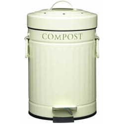 Kitchen Craft - KitchenCraft Contenitore per il compostaggio in metallo con pedale incorporato, 3 l - Crema