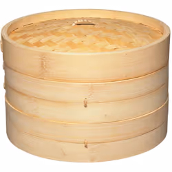 WORLD OF FLAVORS KitchenCraft Bamboo Steamer Basket de Bamboo, Streamer Bamboo, 2 livelli, 25cm (9''), Beige