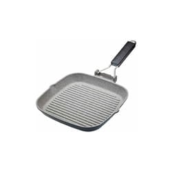 Kitchen Craft - MasterClass Griglia antiaderente con manico pieghevole, piano di cottura a induzione, 24 cm (9,5'), alluminio, nero